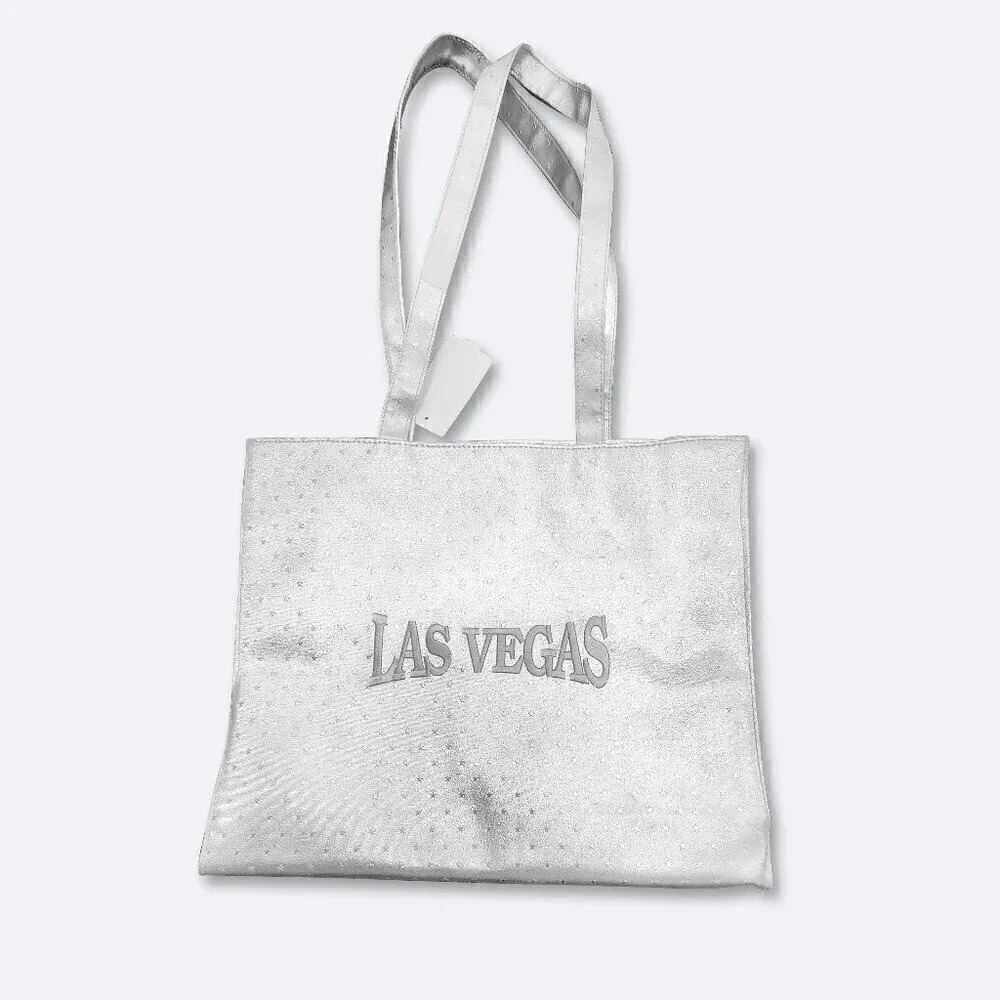 NWT LAS VEGAS SILVER SPARKLY WOMENS 2 PC HANDBAG SET